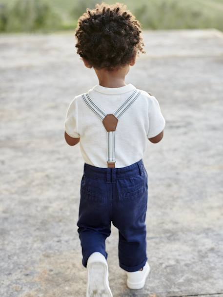 Babybroekje met afneembare bretels marineblauw - vertbaudet enfant 