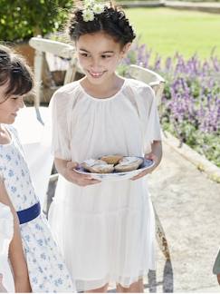 Meisje-Tule feestjurk met pailletten, vlindermouwen voor meisjes