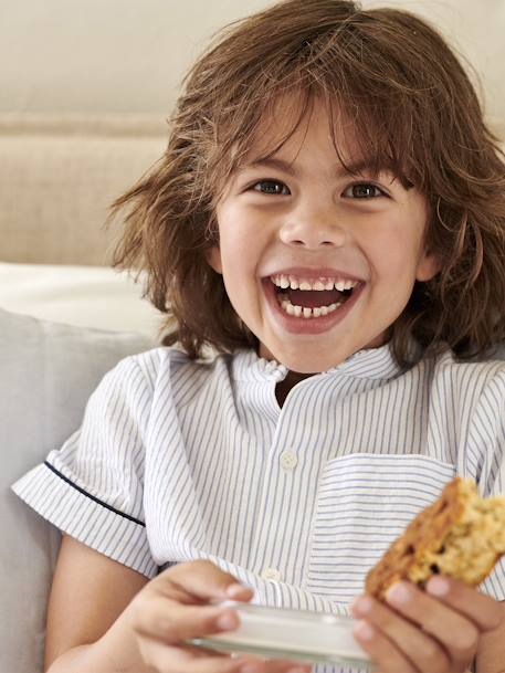 Pyjashort jongens personaliseerbaar blauw, gestreept - vertbaudet enfant 