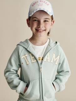 Meisje-Sport collectie-Sportsweater met rits en capuchon met "Team" motief meisjes