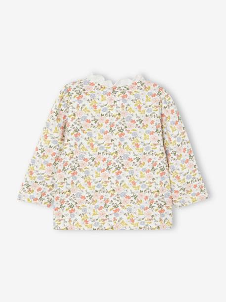 Gebloemd sweatshirt met kanten kraag ecru - vertbaudet enfant 