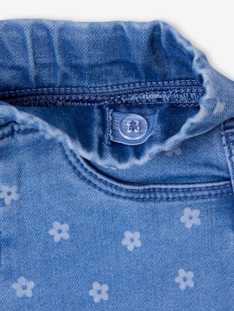 Geborduurde meisjeslegging van fleece met denimeffect denimgrijs+double stone+stone - vertbaudet enfant 