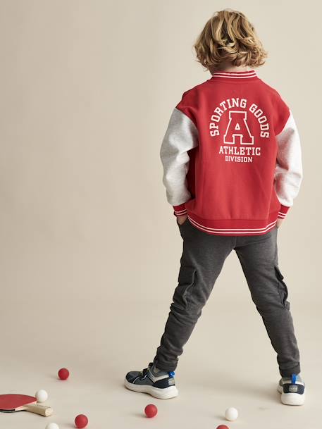 Joggingbroek met battle-zakken voor jongens gemêleerd grijs+saliegroen - vertbaudet enfant 