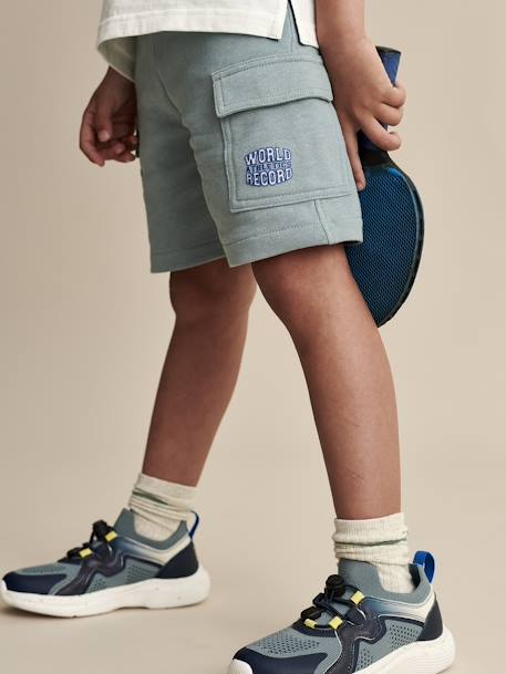 Sportieve short met battle-stijl blauwgroen+marineblauw - vertbaudet enfant 