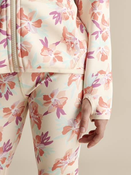 Sport sweatshirt met rits en bloemenprint in technisch materiaal meerkleurig - vertbaudet enfant 