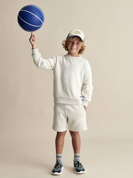 Sportieve set met trui en korte broek jongens blauwgroen+gemêleerd wit - vertbaudet enfant 