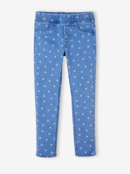 Geborduurde meisjeslegging van fleece met denimeffect denimgrijs+double stone+stone - vertbaudet enfant 