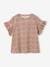 Geribd meisjes-T-shirt met bloemenprint beige+wit, bedrukt - vertbaudet enfant 