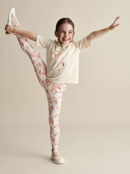 Sportlegging van technisch materiaal meisjes motief met exotische bloemen meerkleurig - vertbaudet enfant 