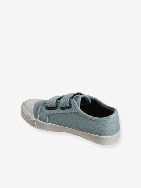 Stoffen sneakers met klittenband voor kinderen blauw+hemelsblauw+mosterdgeel - vertbaudet enfant 