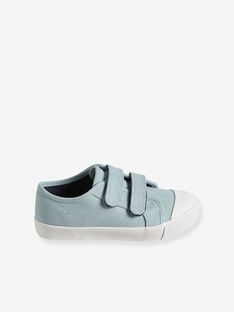 Stoffen sneakers met klittenband voor kinderen blauw+hemelsblauw+mosterdgeel - vertbaudet enfant 
