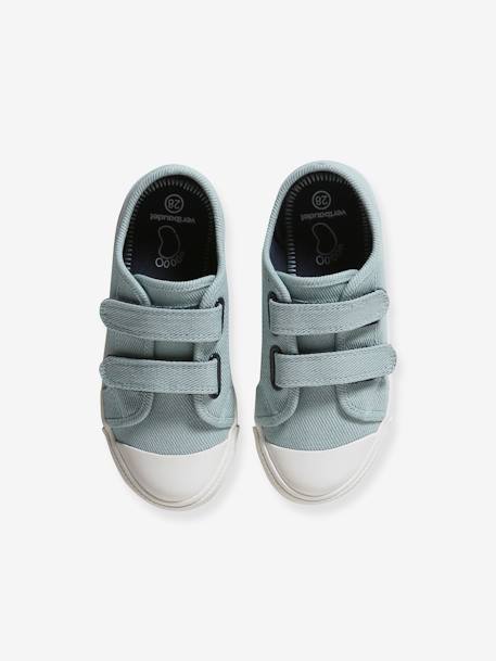 Stoffen sneakers met klittenband voor kinderen blauw+hemelsblauw+mosterdgeel - vertbaudet enfant 