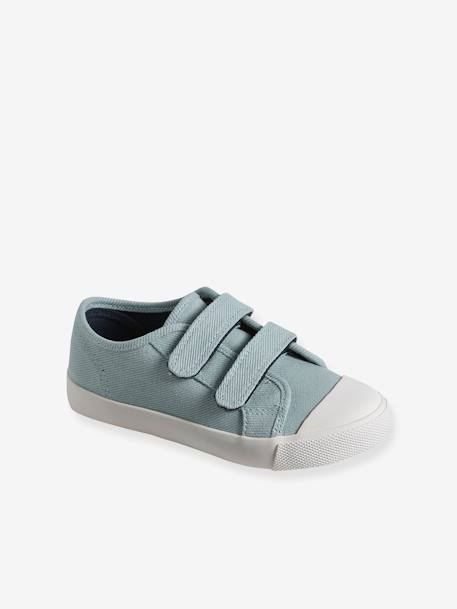 Stoffen sneakers met klittenband voor kinderen blauw+hemelsblauw+mosterdgeel - vertbaudet enfant 