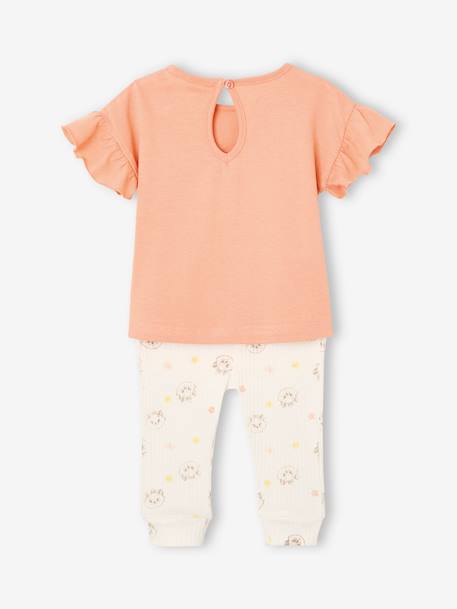 Babyset met T-shirt + legging Disney® Marie De Aristokatten abrikoos - vertbaudet enfant 