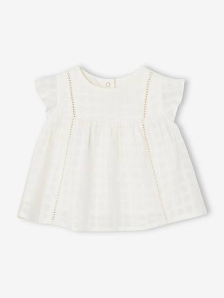 Set geborduurde jurk en bloomer van katoengaas newborn rozen - vertbaudet enfant 