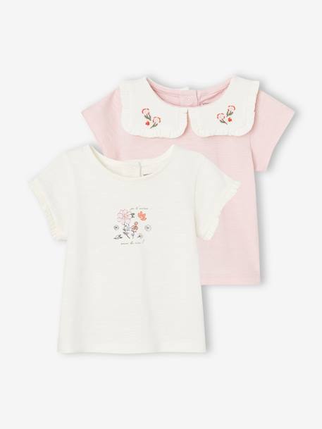 Set van 2 geboorteshirts in biologisch katoen rozen - vertbaudet enfant 