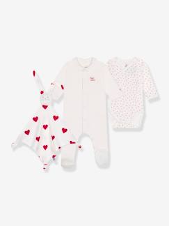 Baby-Slaapzakje + body + knuffel met hartjes PETIT BATEAU