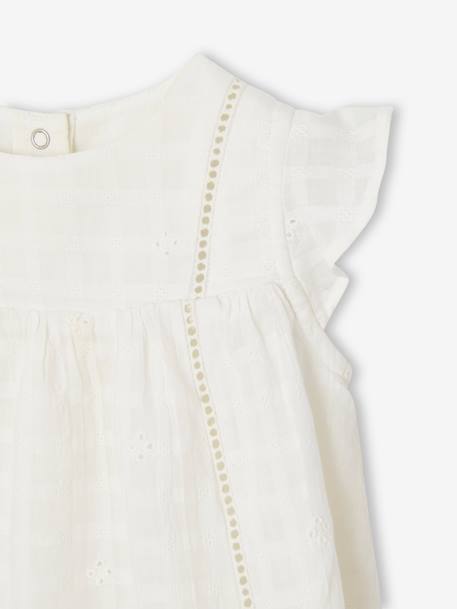 Set geborduurde jurk en bloomer van katoengaas newborn rozen - vertbaudet enfant 