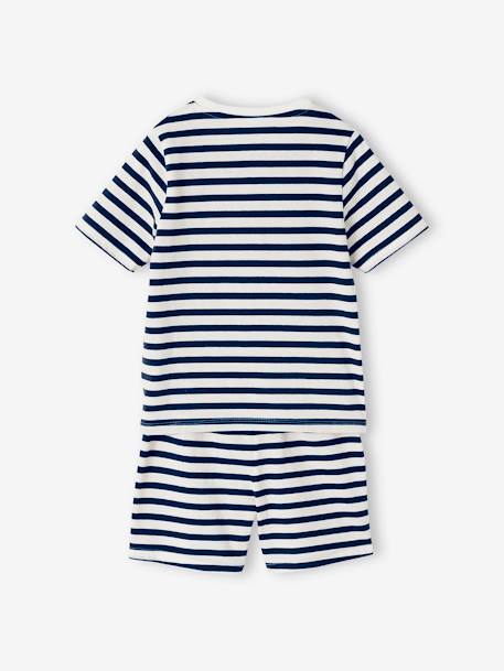 Set van 2 gestreepte pyjashorts voor jongens marineblauw - vertbaudet enfant 