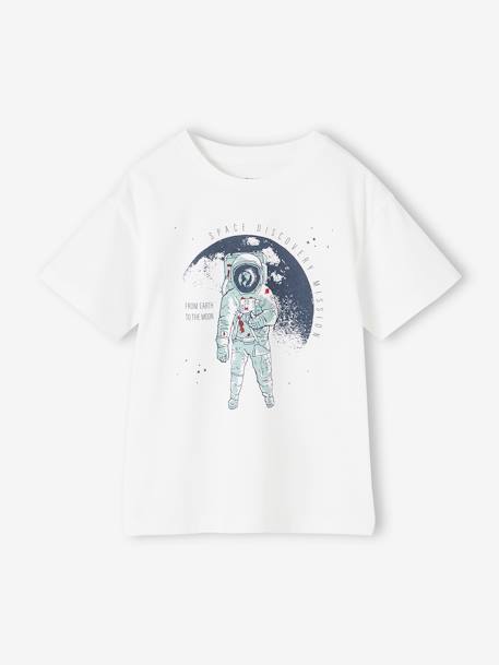 Jongensshirt met astronautenprint ecru - vertbaudet enfant 