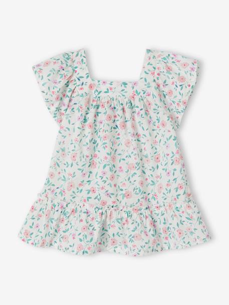 Babyjurk met bloemen en vlindermouwen ecru - vertbaudet enfant 