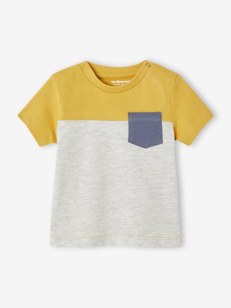 Baby colorblock T-shirt met korte mouwen geel+groengrijs - vertbaudet enfant 