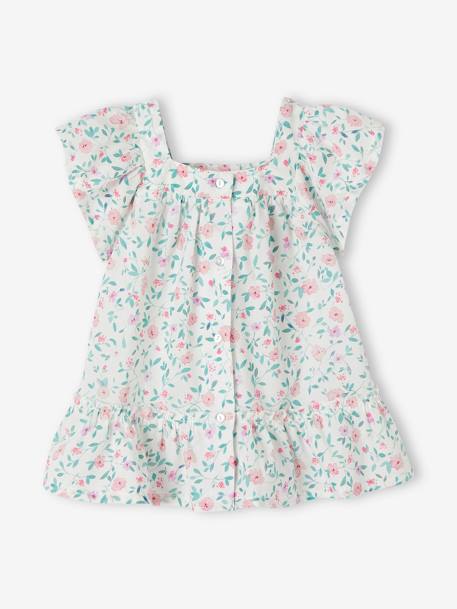 Babyjurk met bloemen en vlindermouwen ecru - vertbaudet enfant 