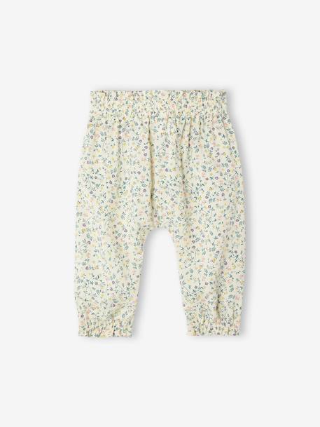 Losse babybroek met print ecru+groen met print+paars, bedrukt - vertbaudet enfant 