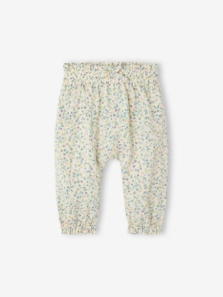 Losse babybroek met print ecru+groen met print+paars, bedrukt - vertbaudet enfant 