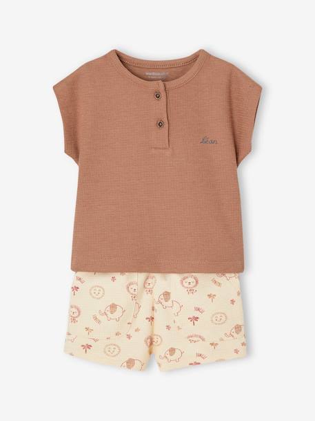 Geboorteset: Tunesisch T-shirt + babyshort mokka - vertbaudet enfant 