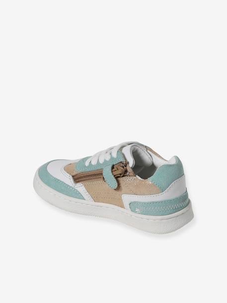 Leren sneakers voor meisjes, kleutercollectie veel beige+veel roze - vertbaudet enfant 