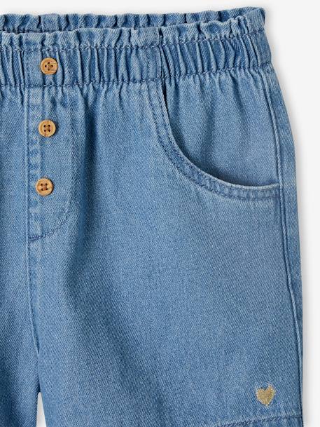 Lichtgewicht denim meisjesshort die gemakkelijk aan te trekken is stone - vertbaudet enfant 