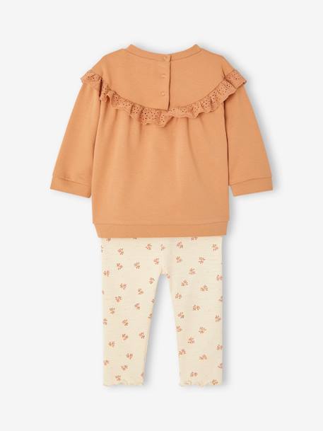 Set sweater met ruche + legging baby fuchsia+karamel - vertbaudet enfant 