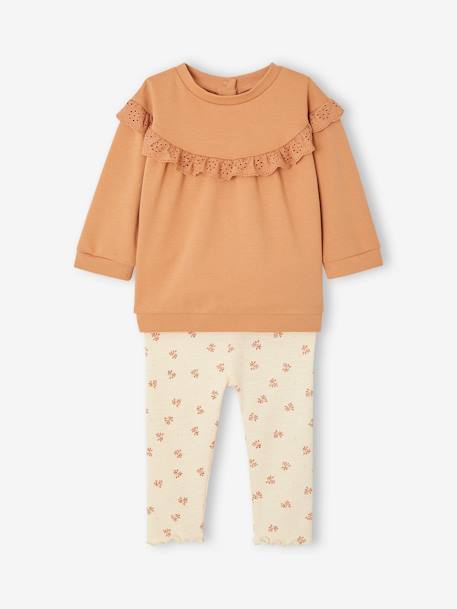 Set sweater met ruche + legging baby fuchsia+karamel - vertbaudet enfant 