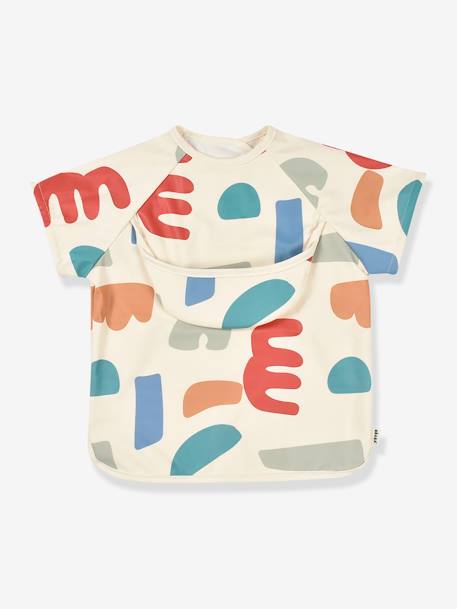 Meegroeislabbetje met mouwen 2-in-1 BEABA Playful beige+saliegroen - vertbaudet enfant 