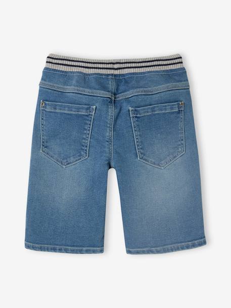 Makkelijk aan te trekken bermuda voor jongens van molton met denim-effect denimgrijs+double stone+stone - vertbaudet enfant 