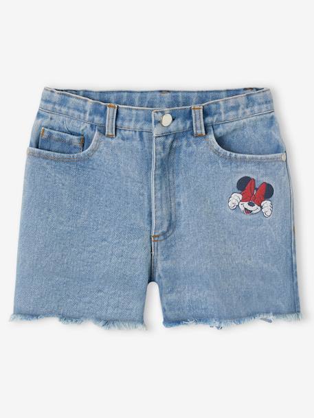 Denim Disney® Minnie geborduurde meisjesshort ongewassen denim - vertbaudet enfant 