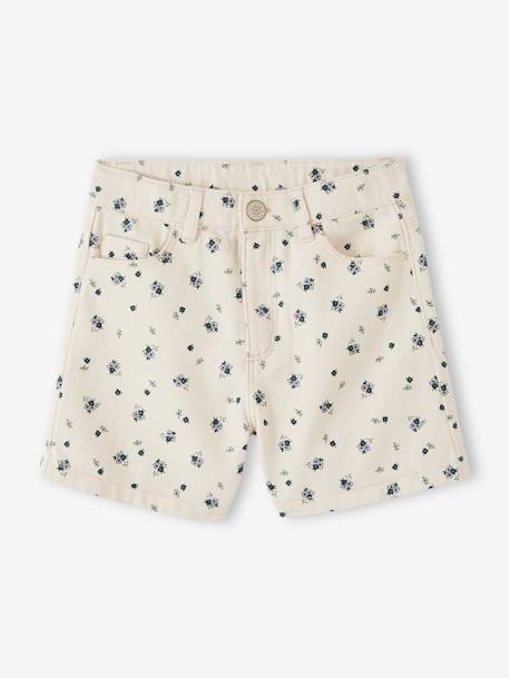 Meisjesshort met bloemen ecru - vertbaudet enfant 