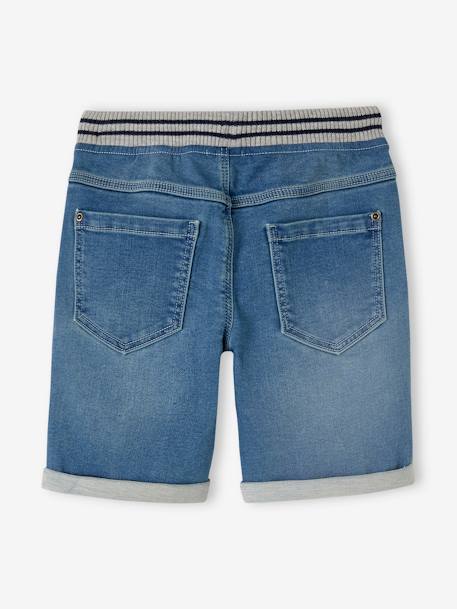 Makkelijk aan te trekken bermuda voor jongens van molton met denim-effect denimgrijs+double stone+stone - vertbaudet enfant 