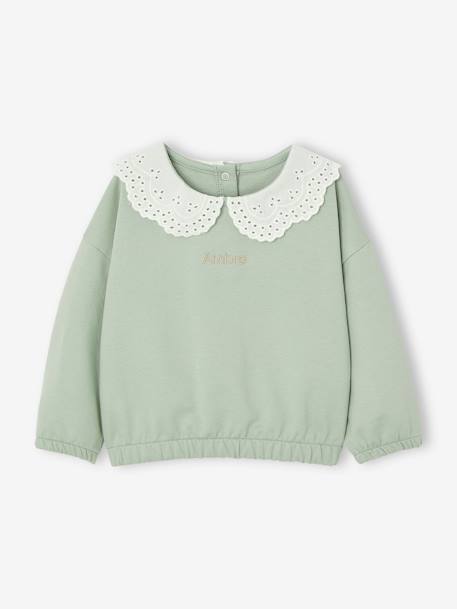 Babysweater met col karamel+saliegroen - vertbaudet enfant 