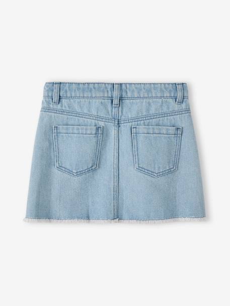 Meisjesrok van jeans met geborduurde bloemen gebleekt denim - vertbaudet enfant 