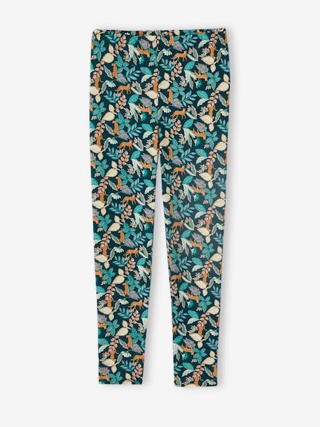 Bedrukte legging voor meisjes beige+blauw, bedrukt+groen+roze (poederkleur) - vertbaudet enfant 