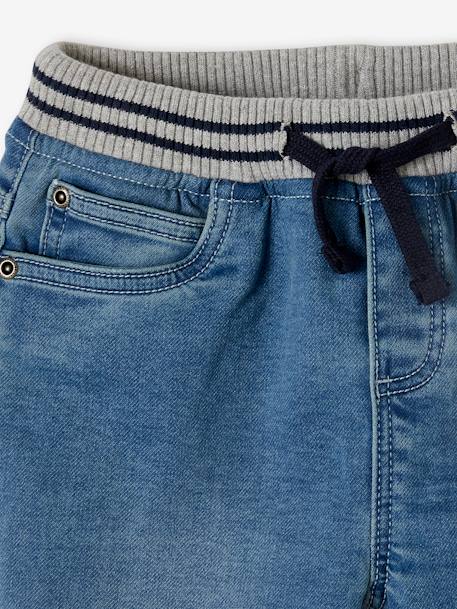 Makkelijk aan te trekken bermuda voor jongens van molton met denim-effect denimgrijs+double stone+stone - vertbaudet enfant 