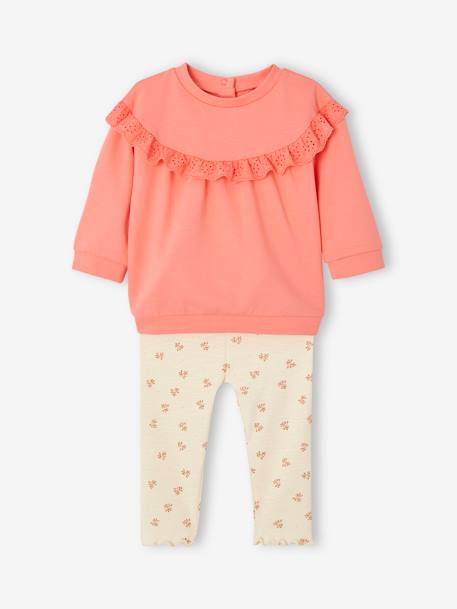 Set sweater met ruche + legging baby fuchsia+karamel - vertbaudet enfant 