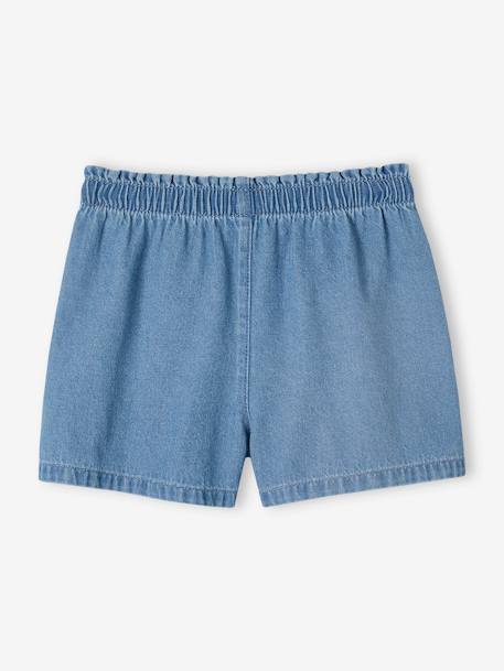 Lichtgewicht denim meisjesshort die gemakkelijk aan te trekken is stone - vertbaudet enfant 