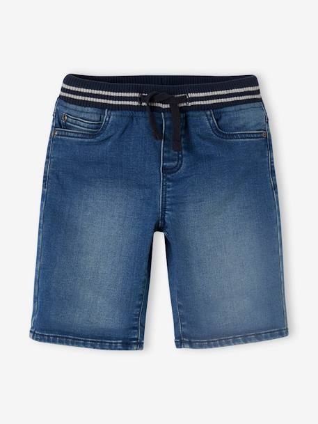 Makkelijk aan te trekken bermuda voor jongens van molton met denim-effect denimgrijs+double stone+stone - vertbaudet enfant 