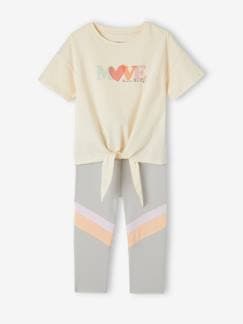 Meisje-Broek-Sportset met T-shirt en kniebroek voor meisjes