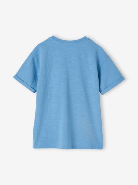 Basic jongensshirt met Tunesische halslijn azuurblauw - vertbaudet enfant 