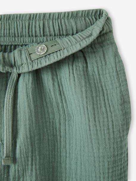 Jongensshort in katoengaas felblauw+groen - vertbaudet enfant 