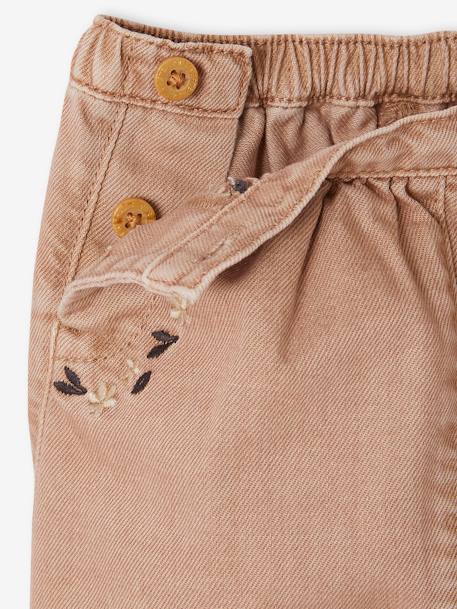 Geborduurde sarouel van denim voor baby cappuccino+gebleekt denim - vertbaudet enfant 